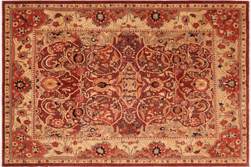 handmade Traditional Kafkaz Chobi Ziegler Red Beige Hand Knotted RECTANGLE 100% WOOL area rug 8 x 10